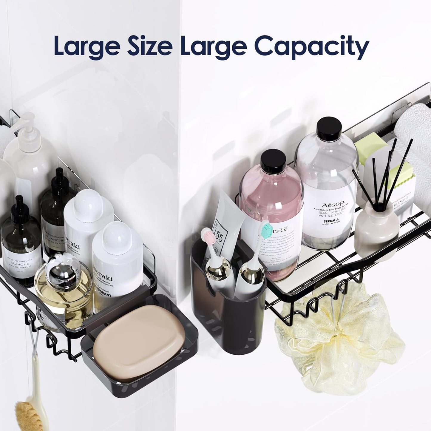 NESOMI Shower Caddy - Adhesive Organizer with Rustproof Stainless Steel | 7-Pack Large Capacity Storage Accessories