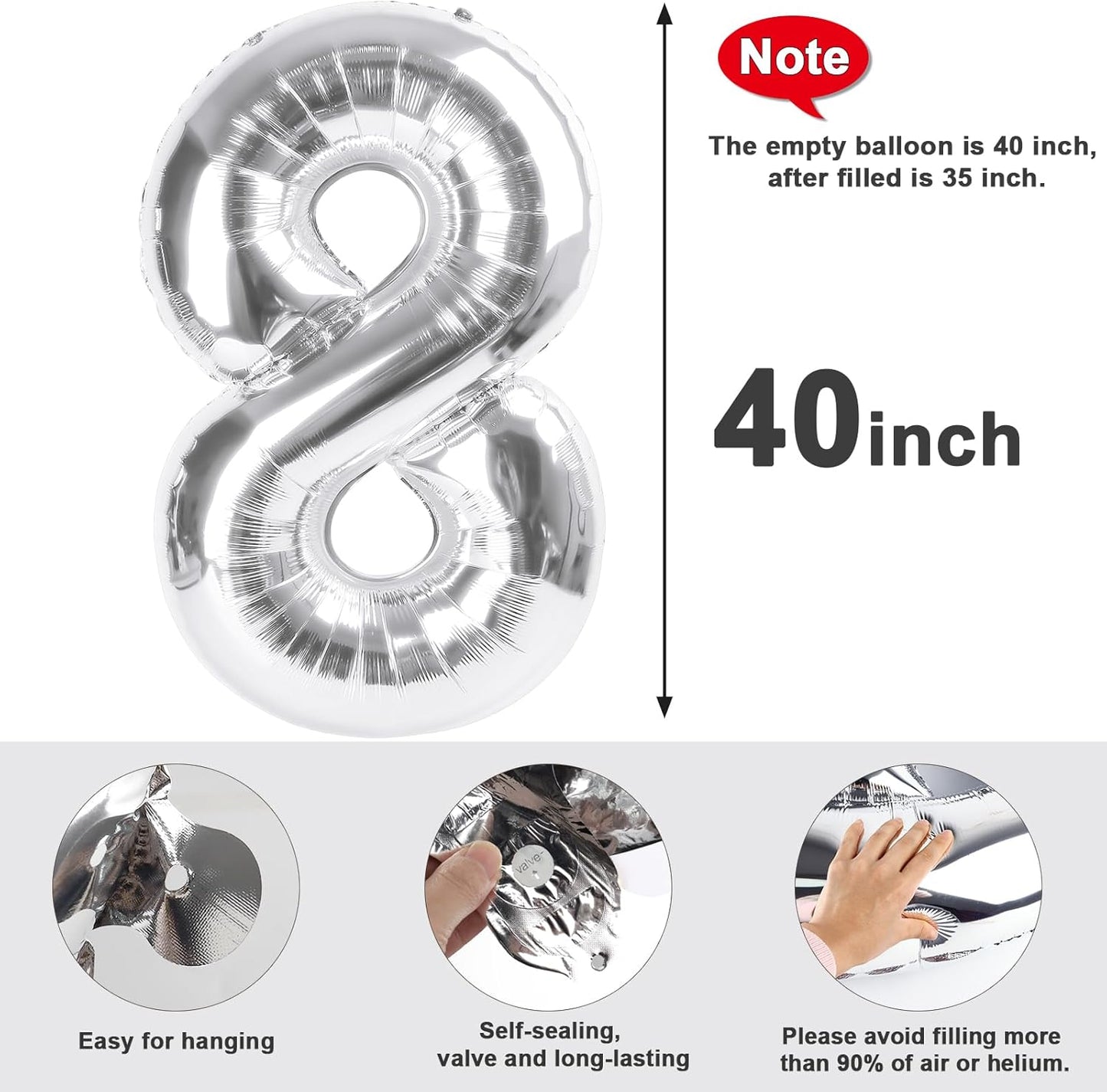 Silver 40-Inch Number 50 Balloon - Perfect for 50th Birthday & Golden Wedding Anniversaries