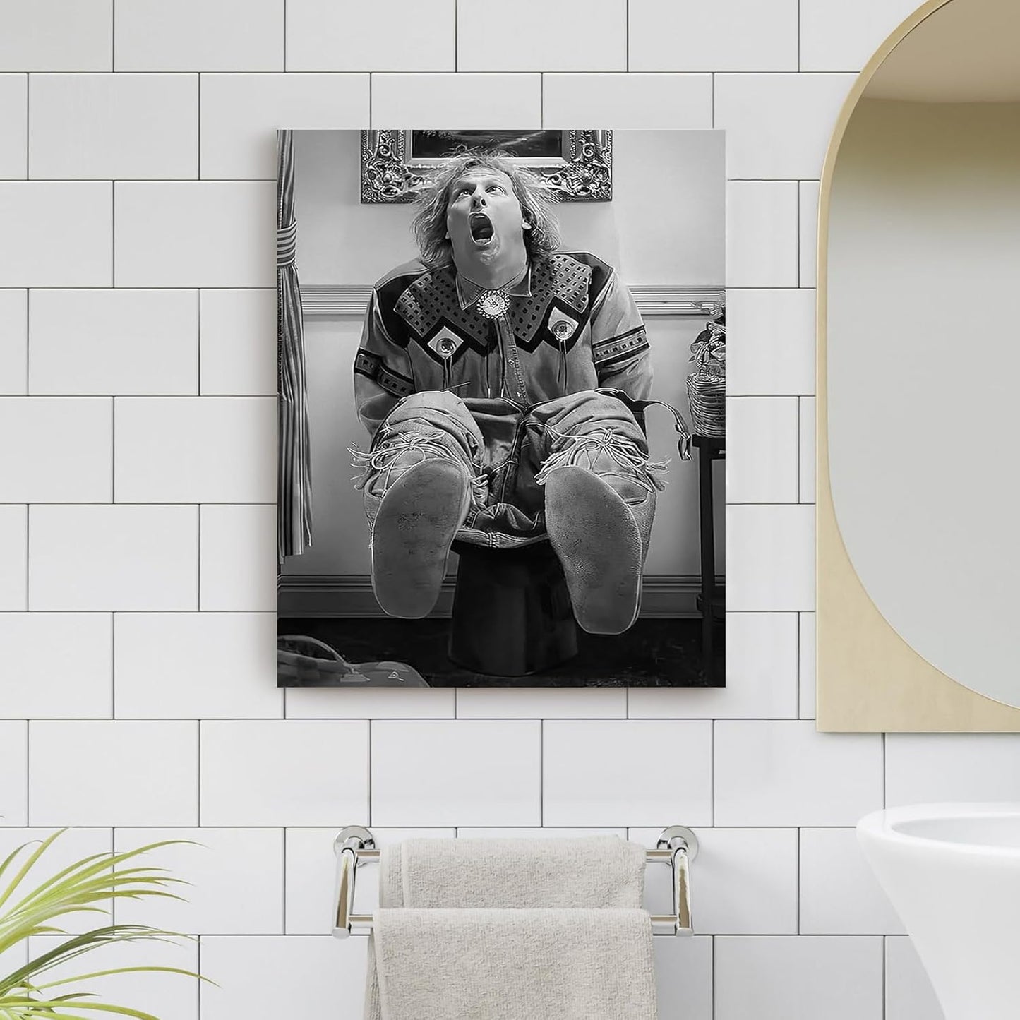 VYPEROCK Funny Framed Canvas Wall Art - Humorous Comedy Poster for Bathroom | 16"x20" Modern Decor