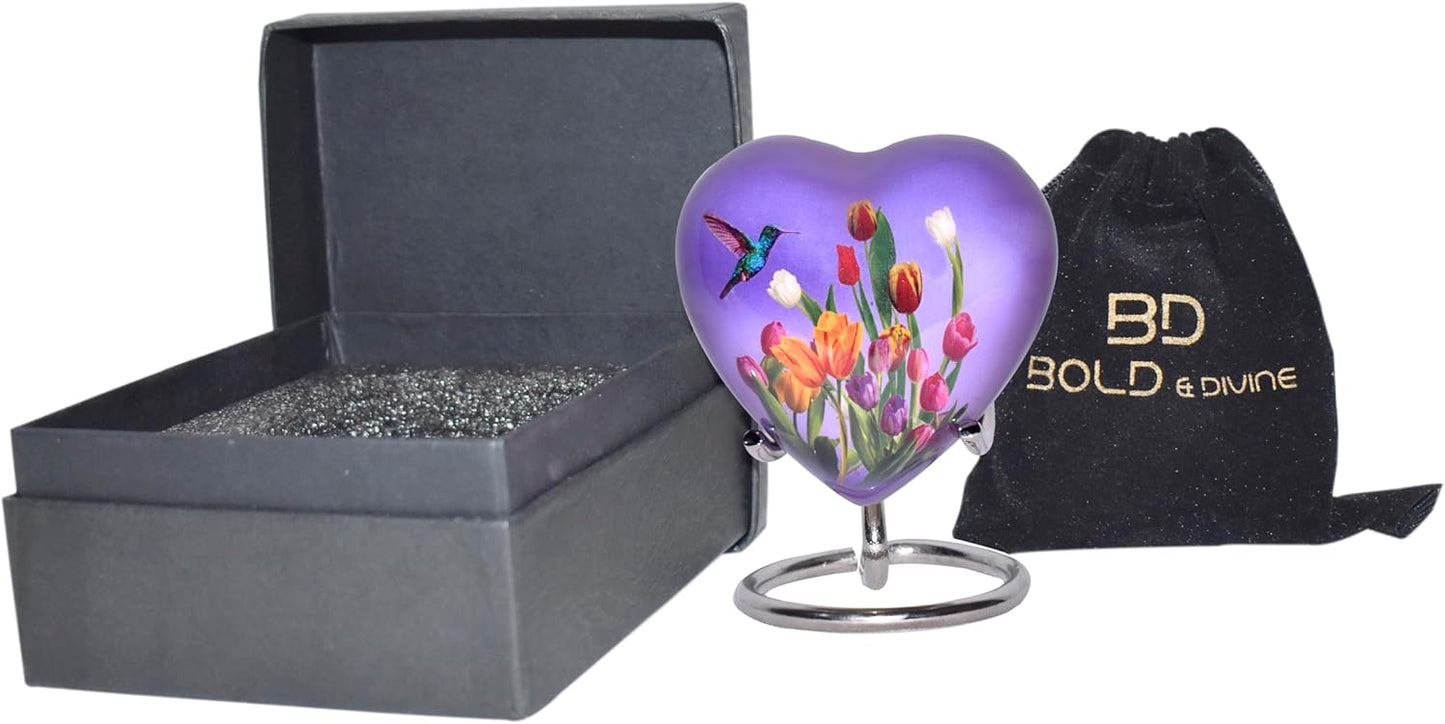 BOLD & DIVINE Adult Purple Hummingbird Cremation Urn | Human Ashes Adult Memorial urn, Burial, Funeral Cremation Urns | 200 Cubic Inches (Large Adult)