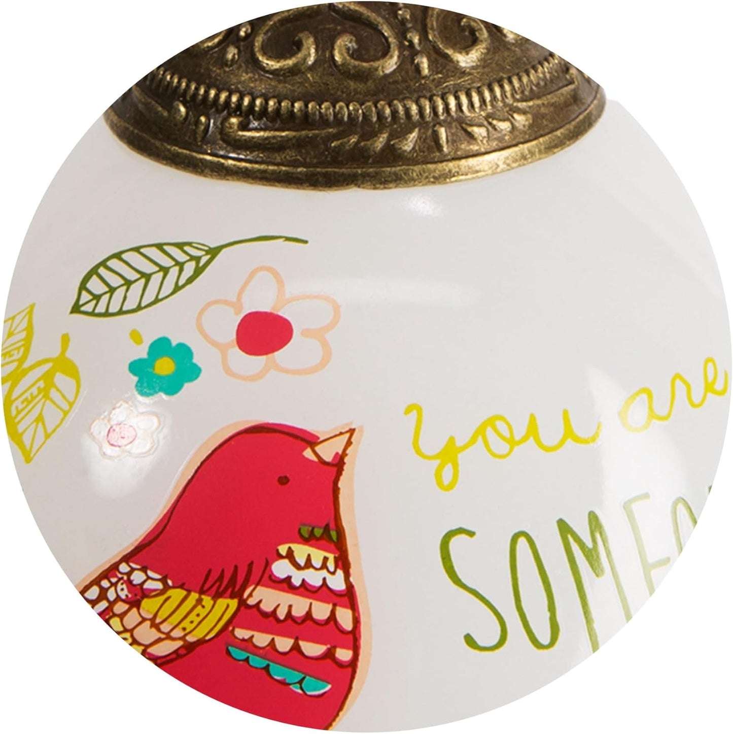Best Mom Ever Teal Bird Floral Glass Ornament - Pavilion Gift Company 54026