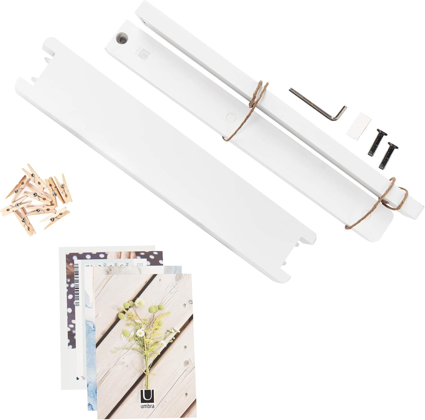 Umbra Hangit Desk Photo Display - White Desktop Organizer for Pictures & Memories