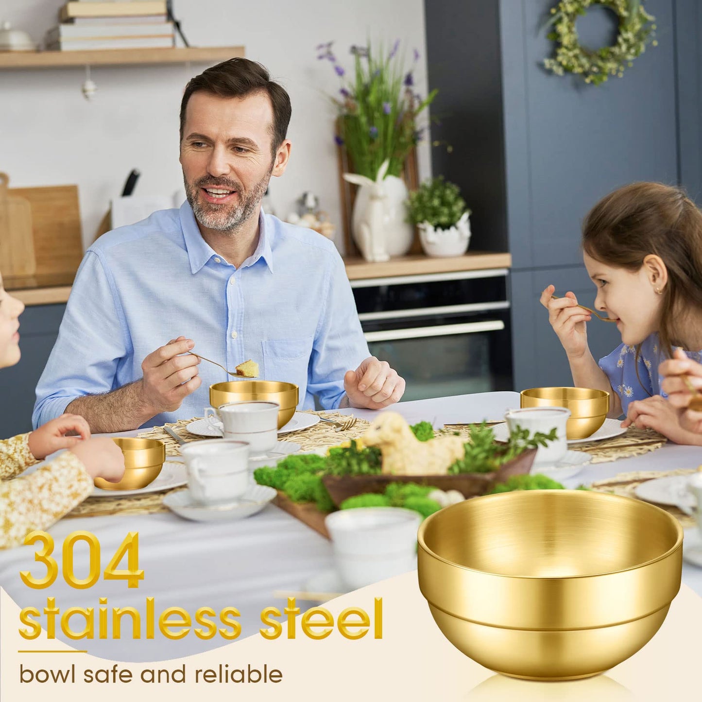 Lallisa 10 Pcs 304 Stainless Steel Gold Mixing Bowls 4.7 Inch Decorative Esthetician Bowls Metal Serving Bowl for Wedding Party Baking Prepping Serving Facial Salad Fruit Snack Soup