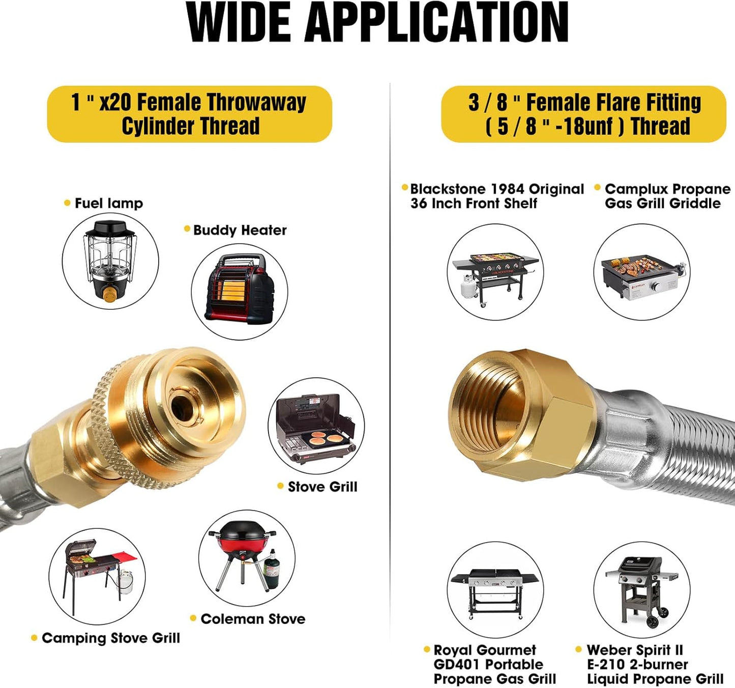 NQN 24FT Quick Connect Propane Hose - Safety Shutoff Valve for RV & Gas Grill | 1/4" Quick Disconnect