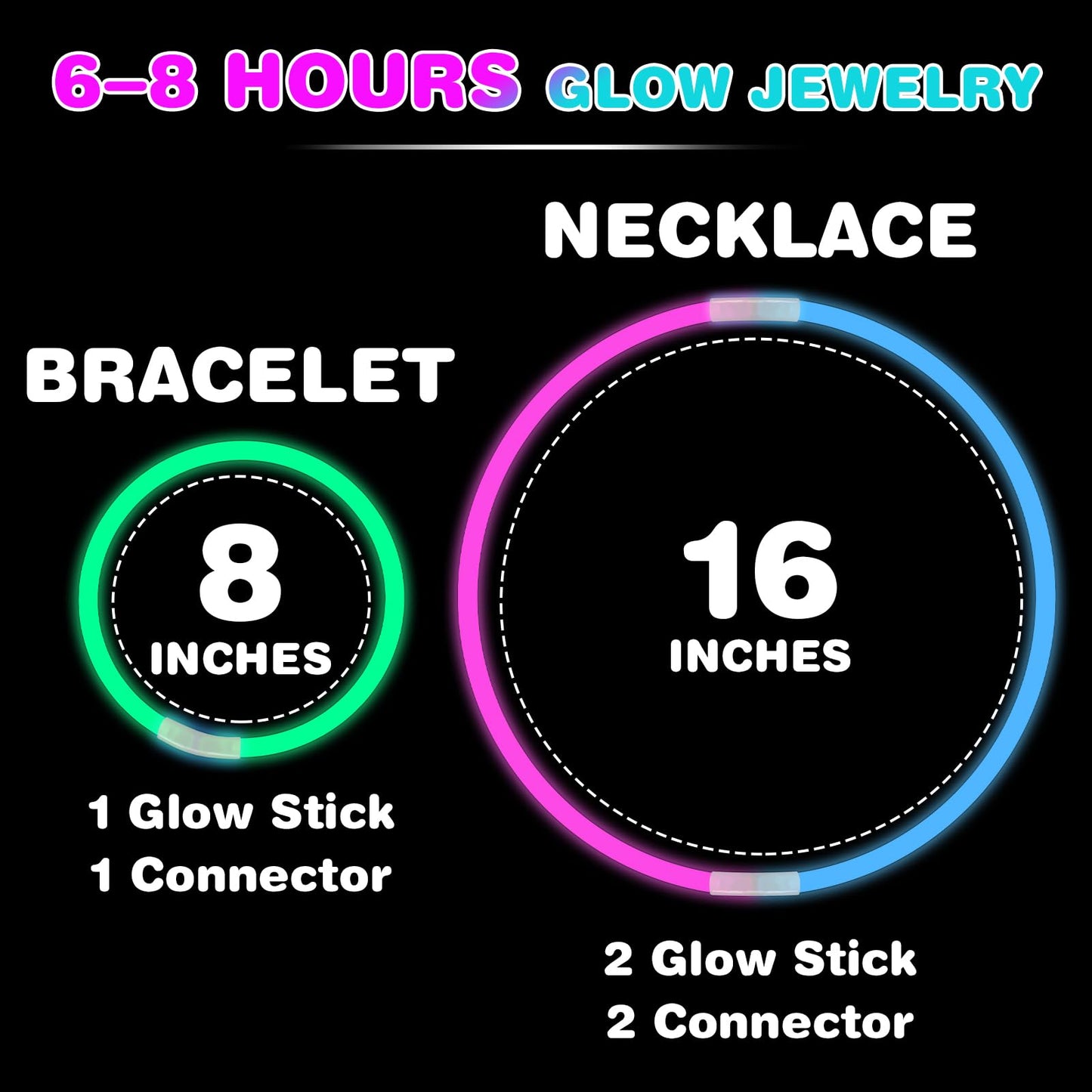 YixangDD 86 PCS Ultra Bright Glow Sticks, 8 Inch Glow Sticks Bulk Party Pack, Light Up Sticks for Glow Bracelets, Necklaces, Concerts, Christmas, Party Supplies with 86 Connectors