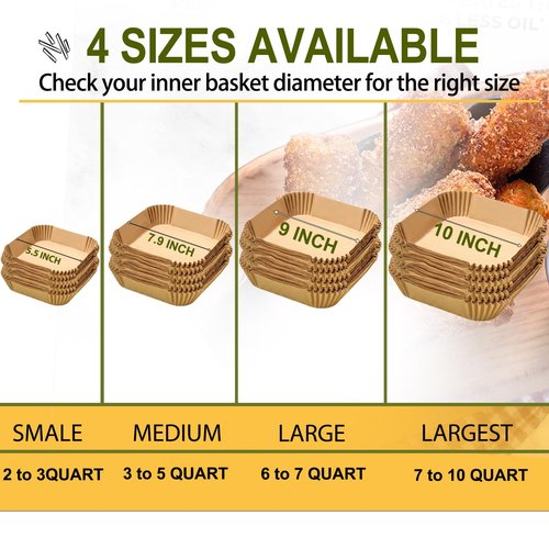 Air Fryer Disposable Paper Liner Square 7.9 Inches, Instant Pot Vortex Plus 4QT Air Fryer Liners, 150Pcs parchment paper liners for 3-6QT Air fryer, Baking Roasting Microwave