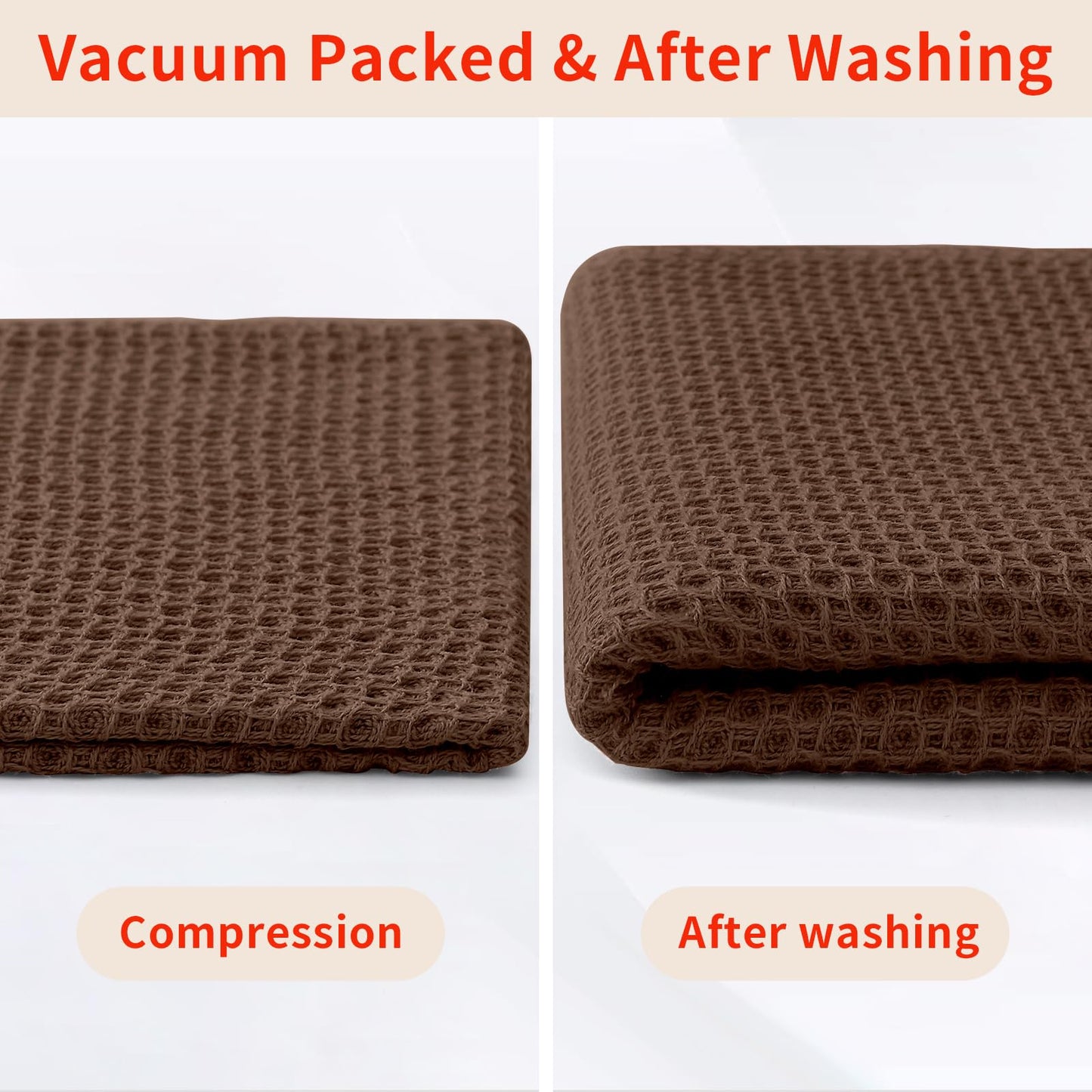 Homaxy 100% Cotton Waffle Weave Kitchen Dish Towels, Ultra Soft Absorbent Quick Drying Cleaning Towel, 13 x 28 Inches, 12-Pack, Coffee