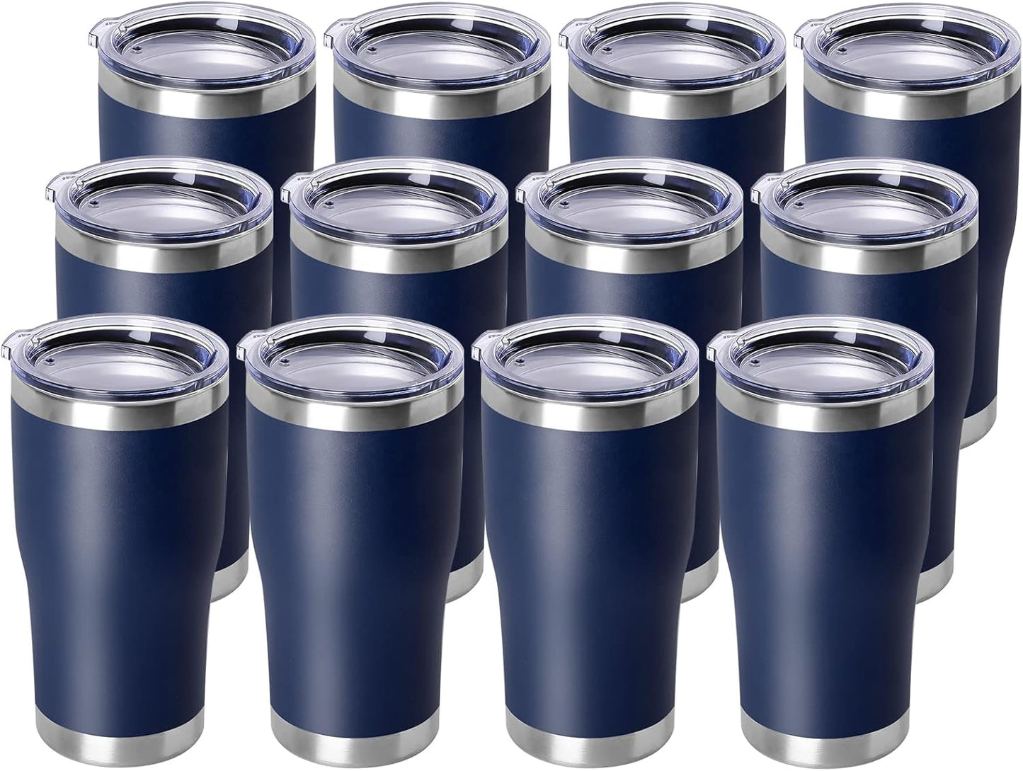 DOMICARE 20oz Tumbler with Lid Stainless Steel Tumblers Bulk, Double Wall Vacuum Insulated Coffee Travel Mug Powder Coated Tumbler, 8 Pack Purple