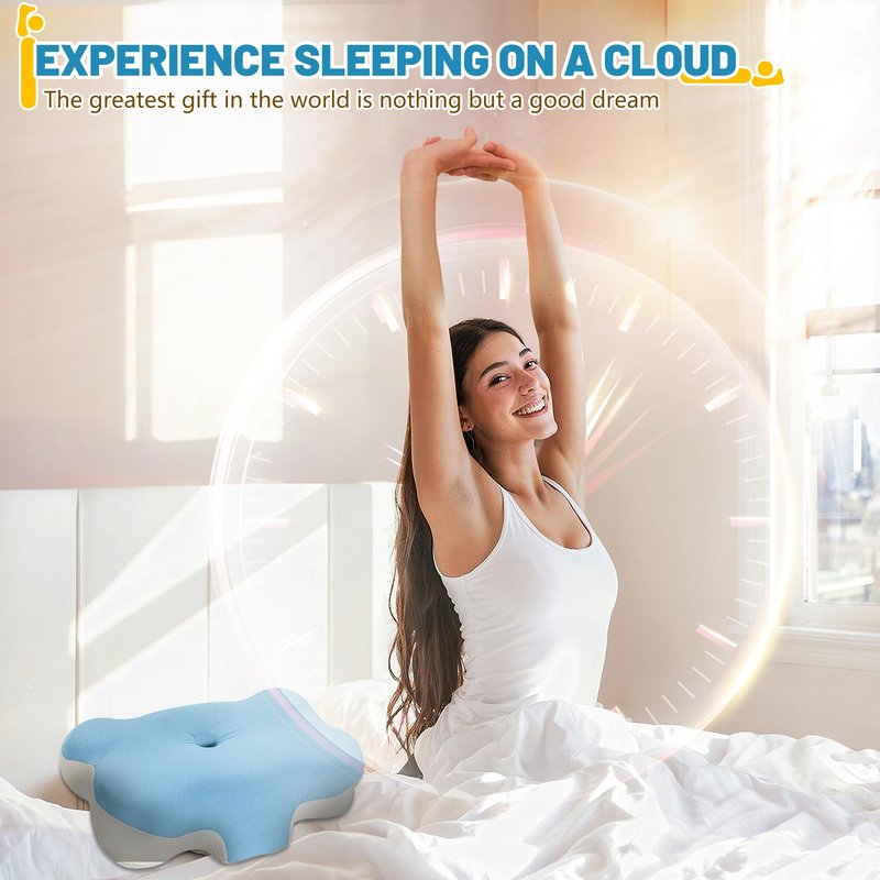 Cervical Memory Foam Pillow for Neck Support, Ergonomic Contour Pillow for Back and Side Sleepers, Breathable Slow-Rebound Foam, Cloud-Like Comfort (2, White)