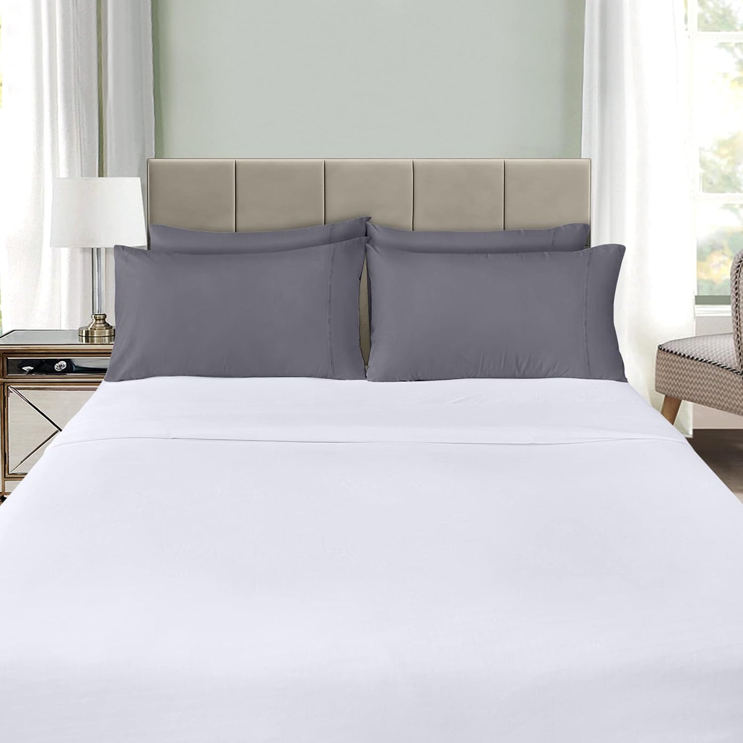 Utopia Bedding King Pillow Cases - Soft Brushed Microfiber - 4 Pack, 20 X 36 Inches | Fade Resistant, Grey