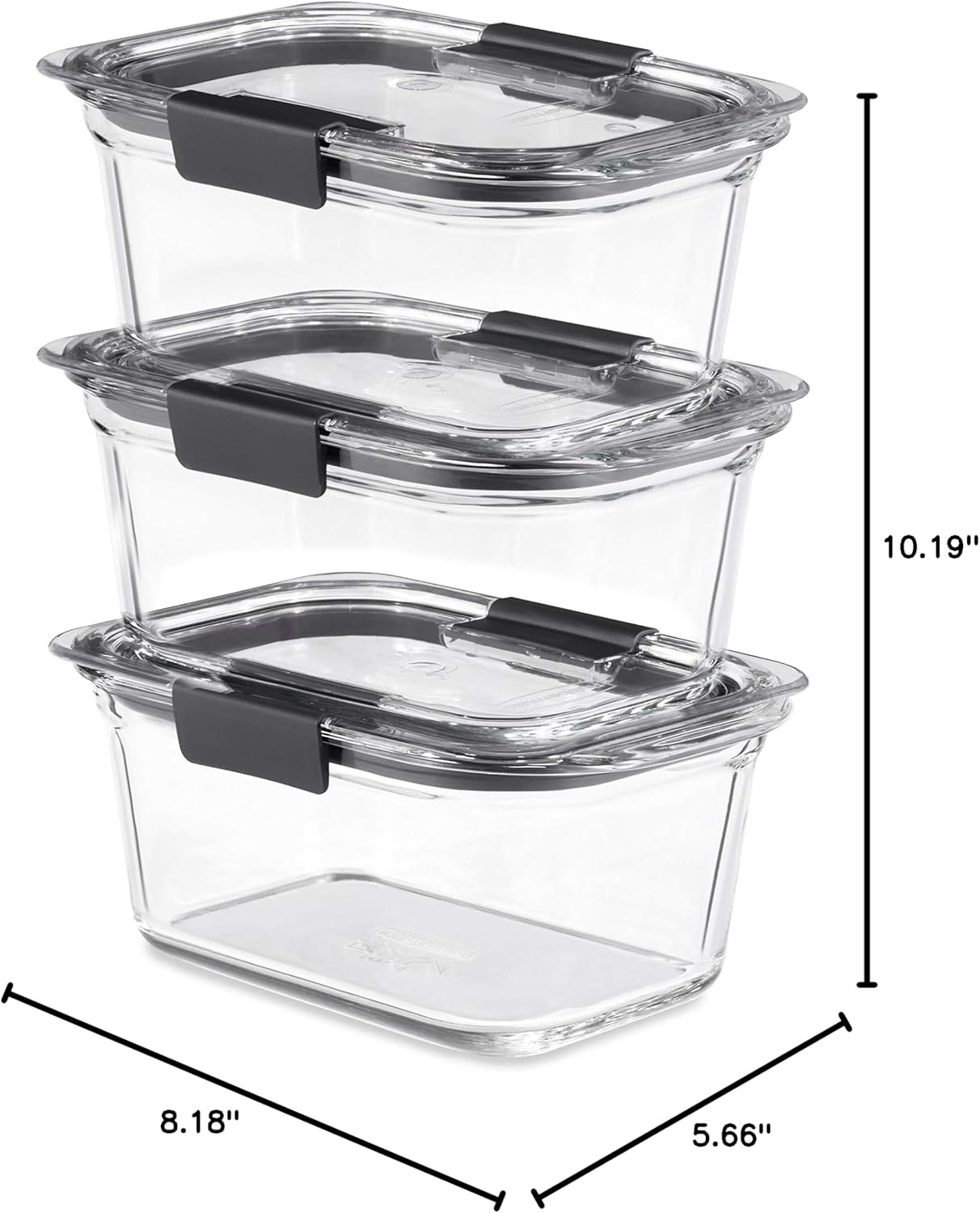 Rubbermaid Brilliance Glass Storage Containers - 4.7-Cup Set of 3 with Lids - Clear
