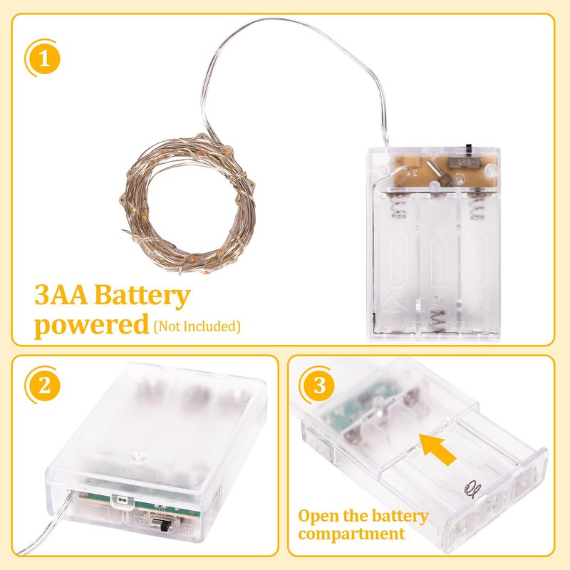 Timer Led Fairy Lights,1 Pack Mini Battery Powered Silver Wire Starry Tiny String Light,Battery Operated Micro Lights for Bedroom,Christmas,Parties,Wedding,Centerpiece,Decoration (5m/16ft Warm White)