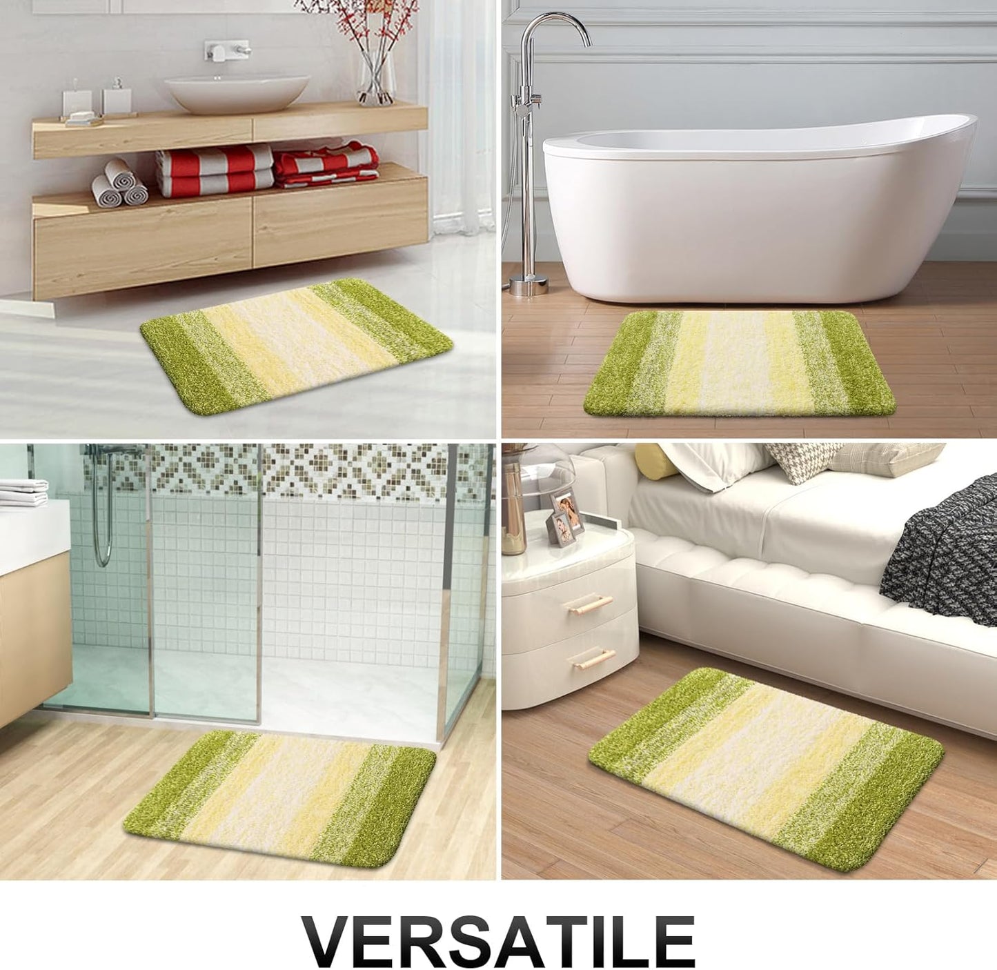 OLANLY Luxury Toilet Rugs - Extra Soft Microfiber U-Shaped Bath Mat 24x20 | Non-Slip Olive Green