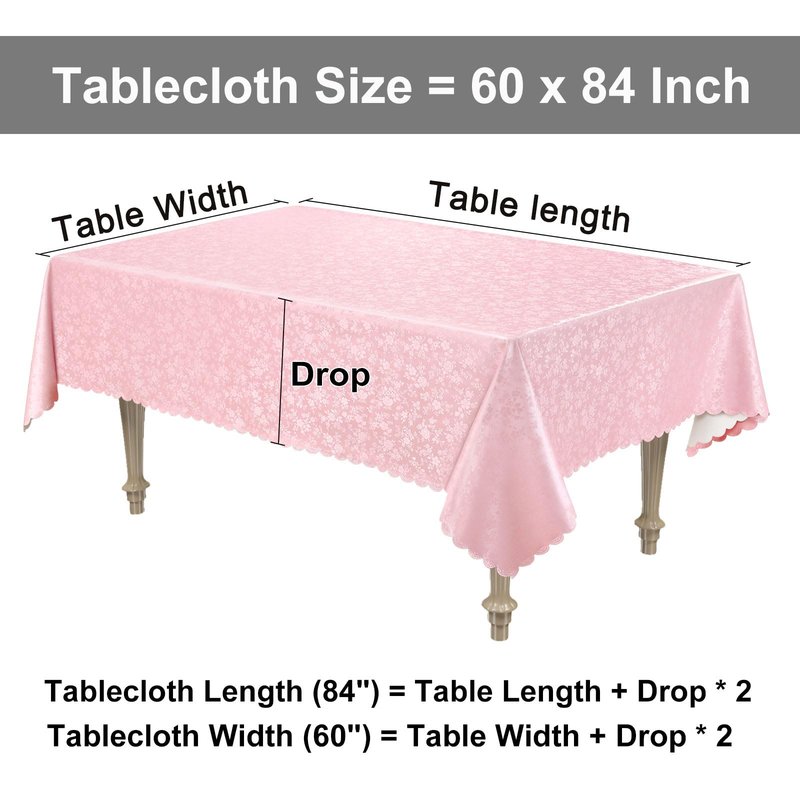 Smiry Rectangle Table Cloth, Waterproof Heavy Duty Vinyl Tablecloths, Wipeable Washable Table Cover for Kitchen, Dining Room & Valentines(Pink, 60" X 84")