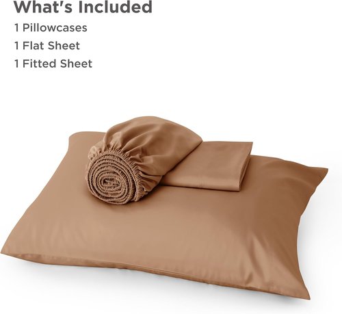 Bedsure Cooling Twin XL Sheets - Breathable & Soft Rayon from Bamboo | Deep Pocket Up to 16 Inches, Khaki