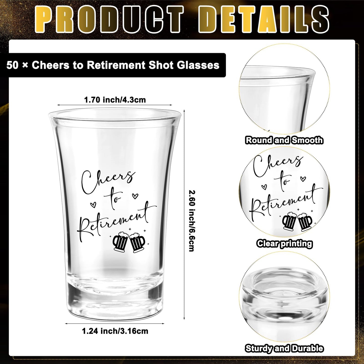 Havawish 50 Sets Retirement Party Favors for Guests 1.2 oz Cheers to Retirement Shot Glasses Acrylic Clear Shot Cups with Thank You Tags Organza Bag Retirement Decoration Gifts for Retired Men Women
