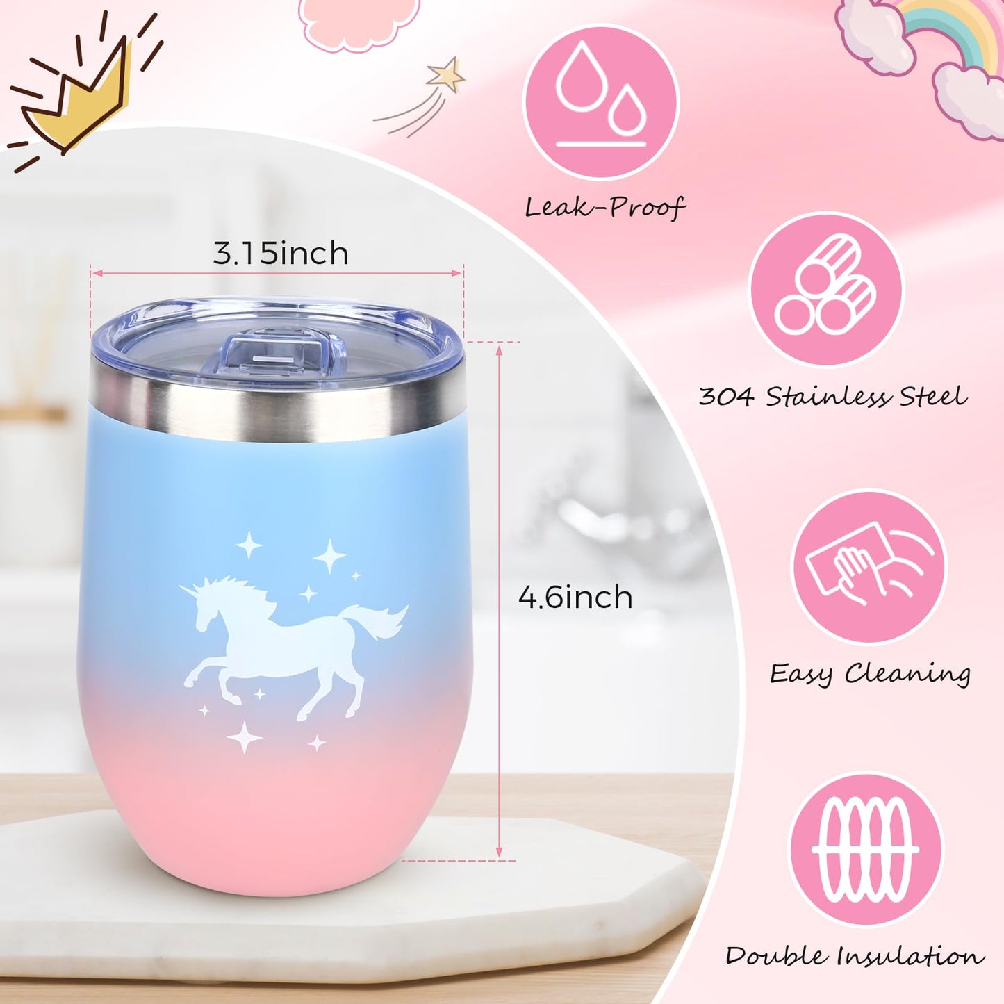 Ingbear Unicorn Toys for Girls Age 4-6 7 8, Girls Birthday with Light Up Plush Stars Pillow/Crossbody Bag/Water Bottle/Headband/Soft Plush Toys Set