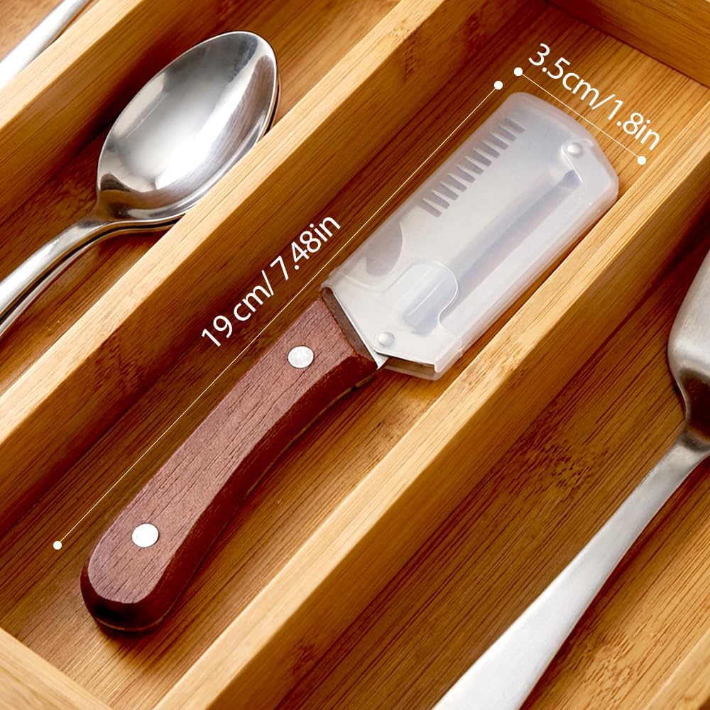 Skiennix Multi-Functional Vegetable Peeler - Stainless Steel with Wooden Handle | Ideal for Fruits & Scallions