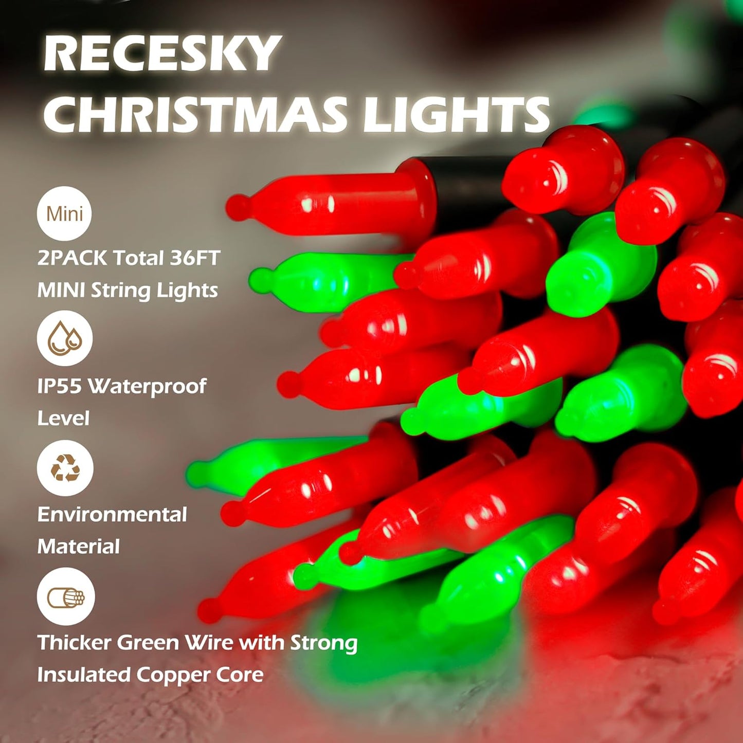 100 LED Battery-Powered Christmas String Lights - 36ft Fairy Lights with Timer for Garden & Home Decor - Warm White, 2-Pack