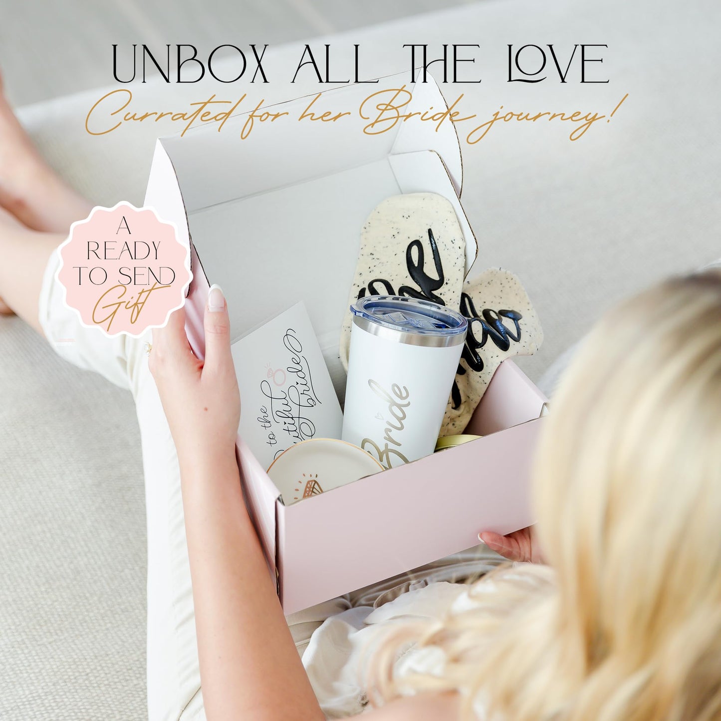 Newlywoo Engagement Gift for Bride Box – Gifts for Brides to Be, Engagement Gifts for Her, or Bachelorette Gifts! All-in-One Bride Gift with Bride Tumbler, Socks, Candle & more!