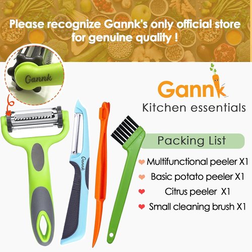GANNK 3-in-1 Potato & Vegetable Peeler - Versatile I & Y Blade Design for Effortless Peeling