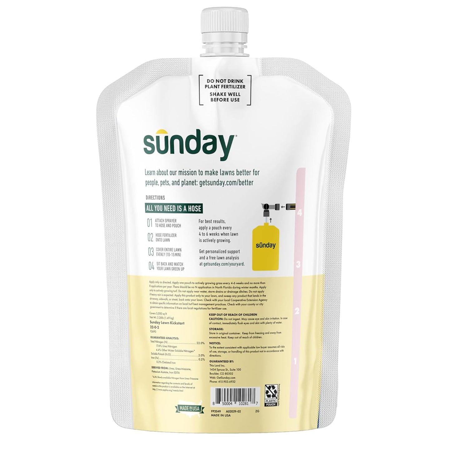 Sunday Lawn Kickstart Fertilizer - Grass Improvement Formula | 42.3oz, 2 Pack - Covers Up to 10,000 Sq Ft