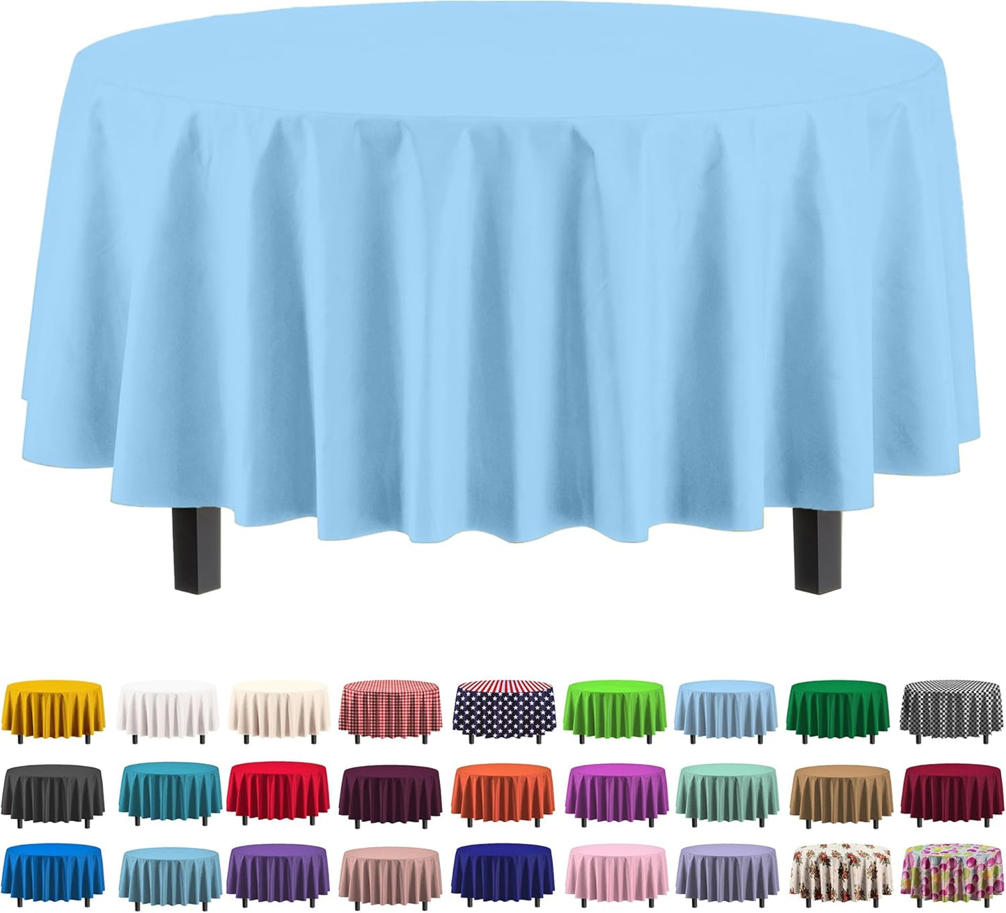 Ivory 84-Inch Round Tablecloth - 12-Pack Premium Plastic Party Supplies