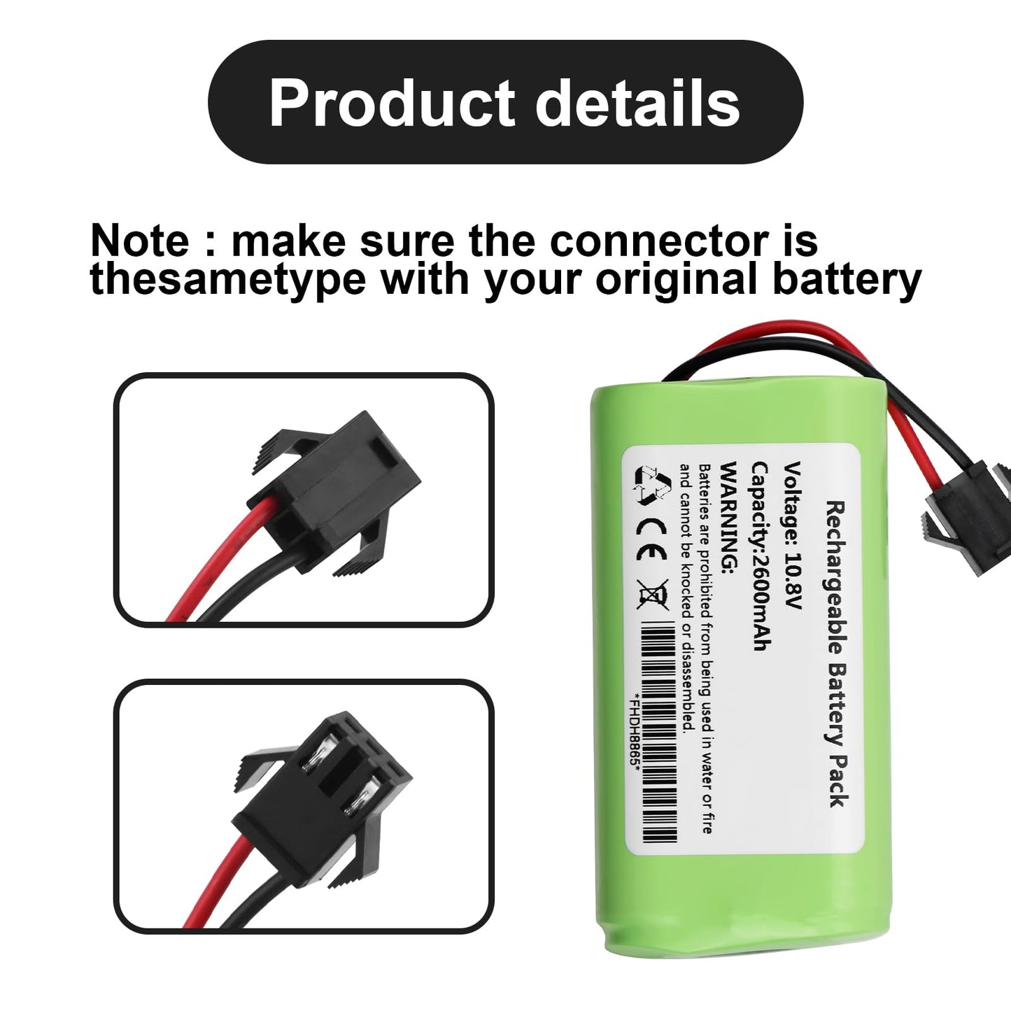 MULS 2600mAh Vacuum Battery for Vactidy T6 T7 T8, Vactidy LS001-02 Vacuum Cleaner High Capacity with Tools 10.8V