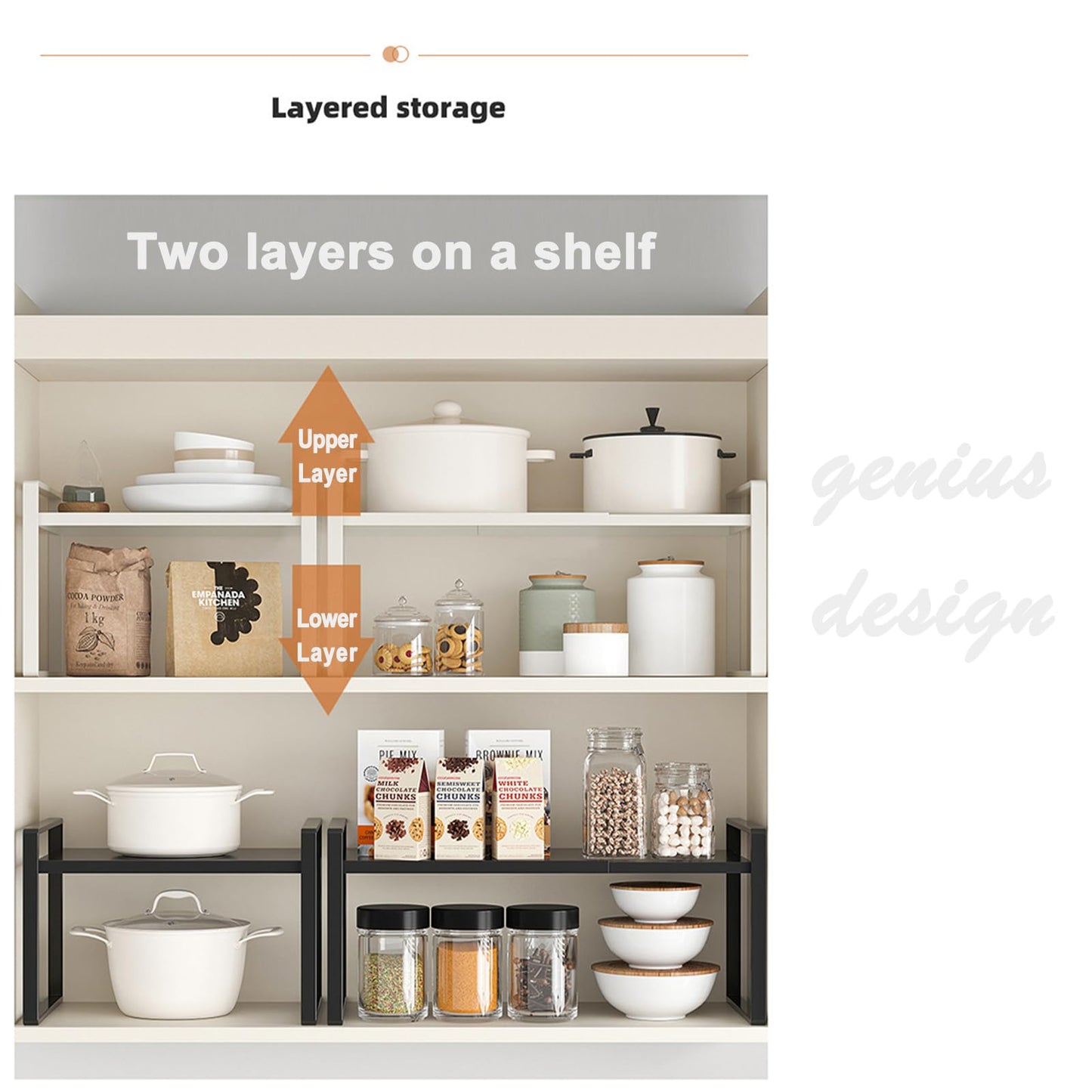3 Pack Expandable Cabinet Shelf Organizer Kitchen Shelf Riser Stackable Pantry Shelves Kitchen Organizers and Storage Metal Spice Rack Countertop Organizer Cupboard Adjustable Shelfs Desk Rack Shelf