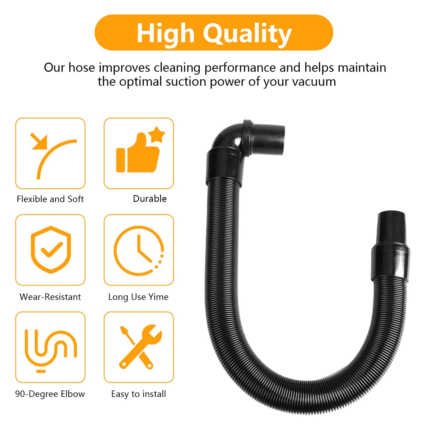 103048 Static-Dissipating Backpack Vacuum Hose Compatible with ProTeam Vacuum Hose with 1-1/2-inch Cuffs, Also fits Pro-Team Super Coach, Mode 6, and other Models - Replacement Backpack Vacuum Hose