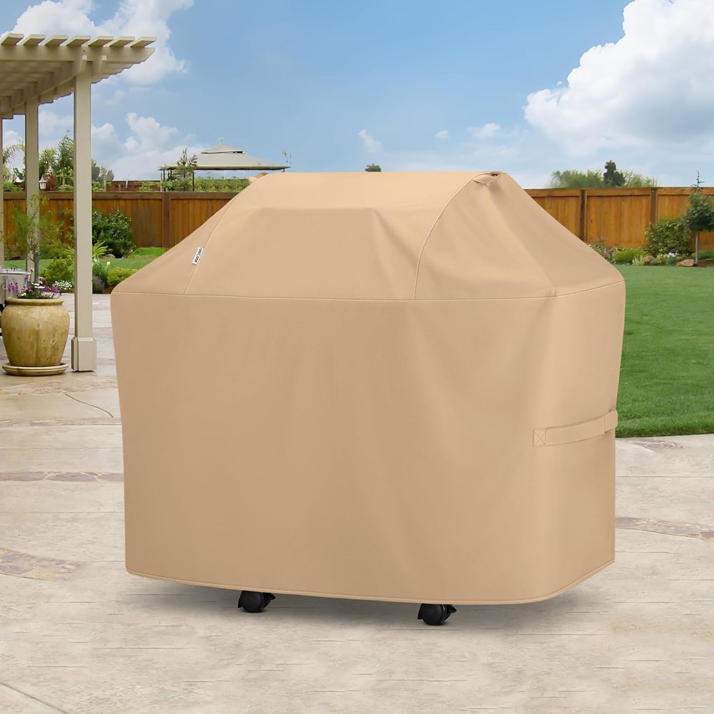 Unicook BBQ Grill Cover - Heavy Duty Waterproof 48 Inch for Weber, Char-Broil & Nexgrill | All Weather Protection, Light Brown