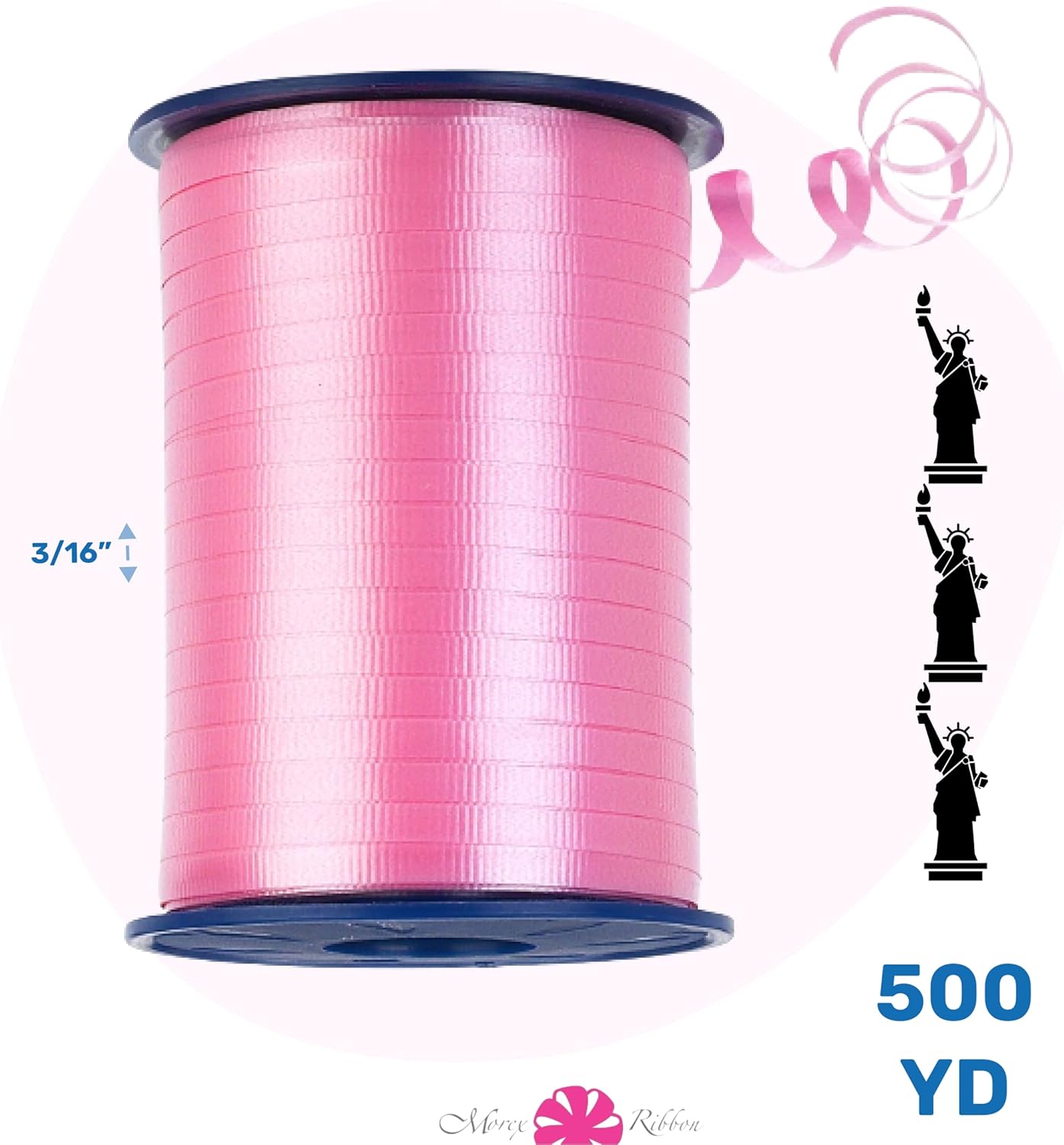 Morex 3-Pack Crimped Curling Ribbon 3/16" x 500 YD - Red Gift Wrapping & Party Decorations