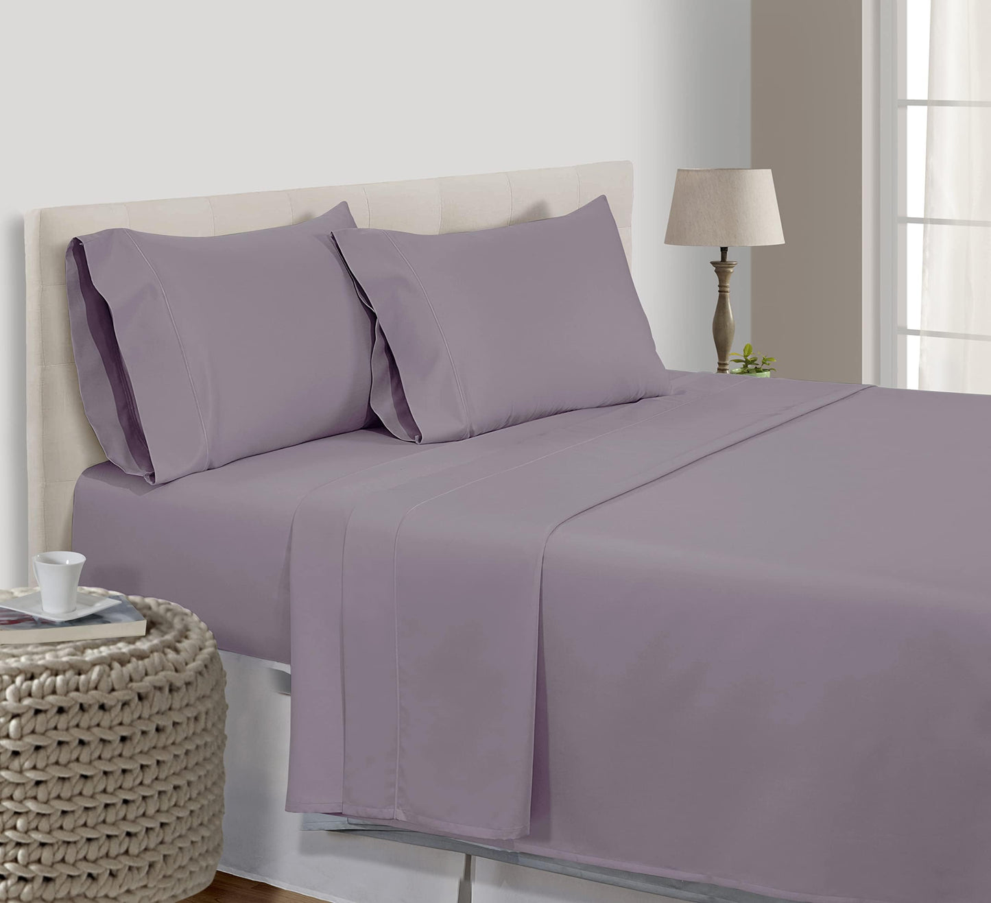 CHATEAU HOME COLLECTION Tencel Cotton Sheet Set, Soft, Breathable 300 Thread Count Oeko-TEX Certified Queen Bed Sheets, Cooling Sheets, Fits Mattresses Upto 17"- Silver