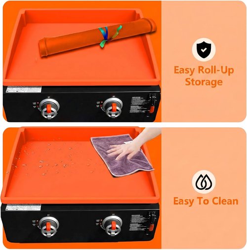 BANGIE 17" Silicone Griddle Mat - UV-Resistant & Anti-Warping Cover for Blackstone Grill (Orange)