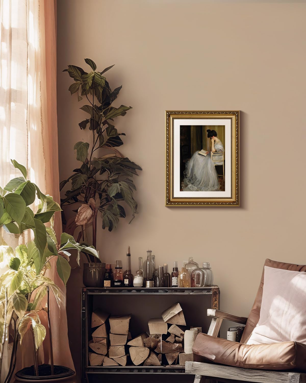 VIYYIEA Gold Framed Wall Art - Elegant Canvas Print for Home Decor | 11x14in, White