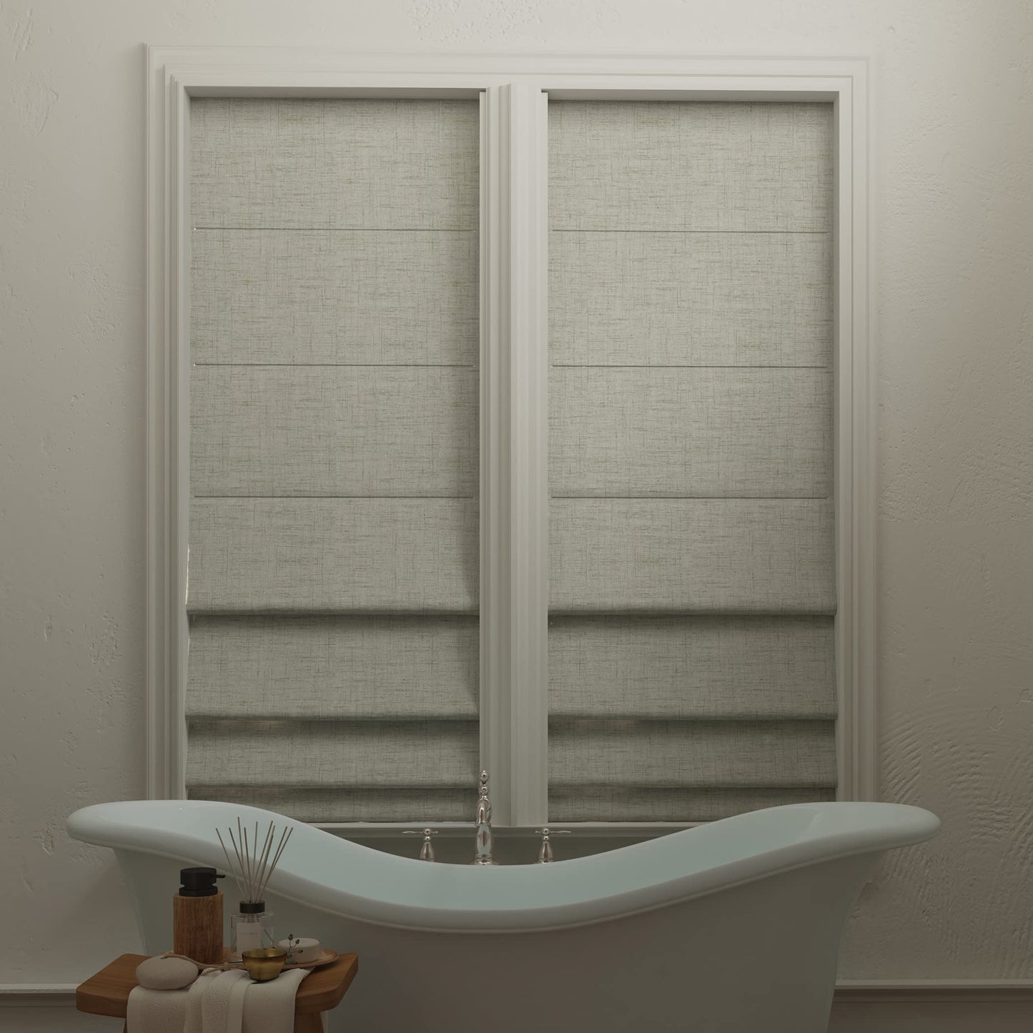 Sun Zero Seraphina Textured Total Blackout Cordless Roman Shade, 31" x 64", Sage Green