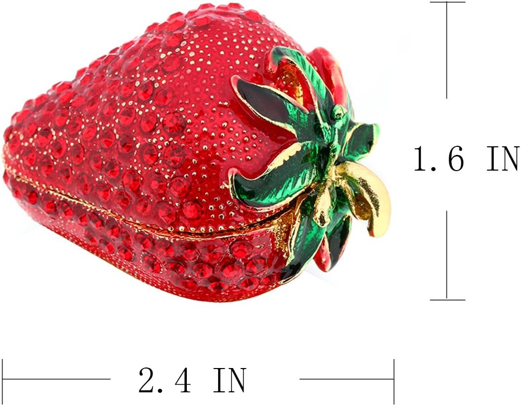 Handmade Red Strawberry Hinged Trinket Box for Girls & Women - Unique Decor