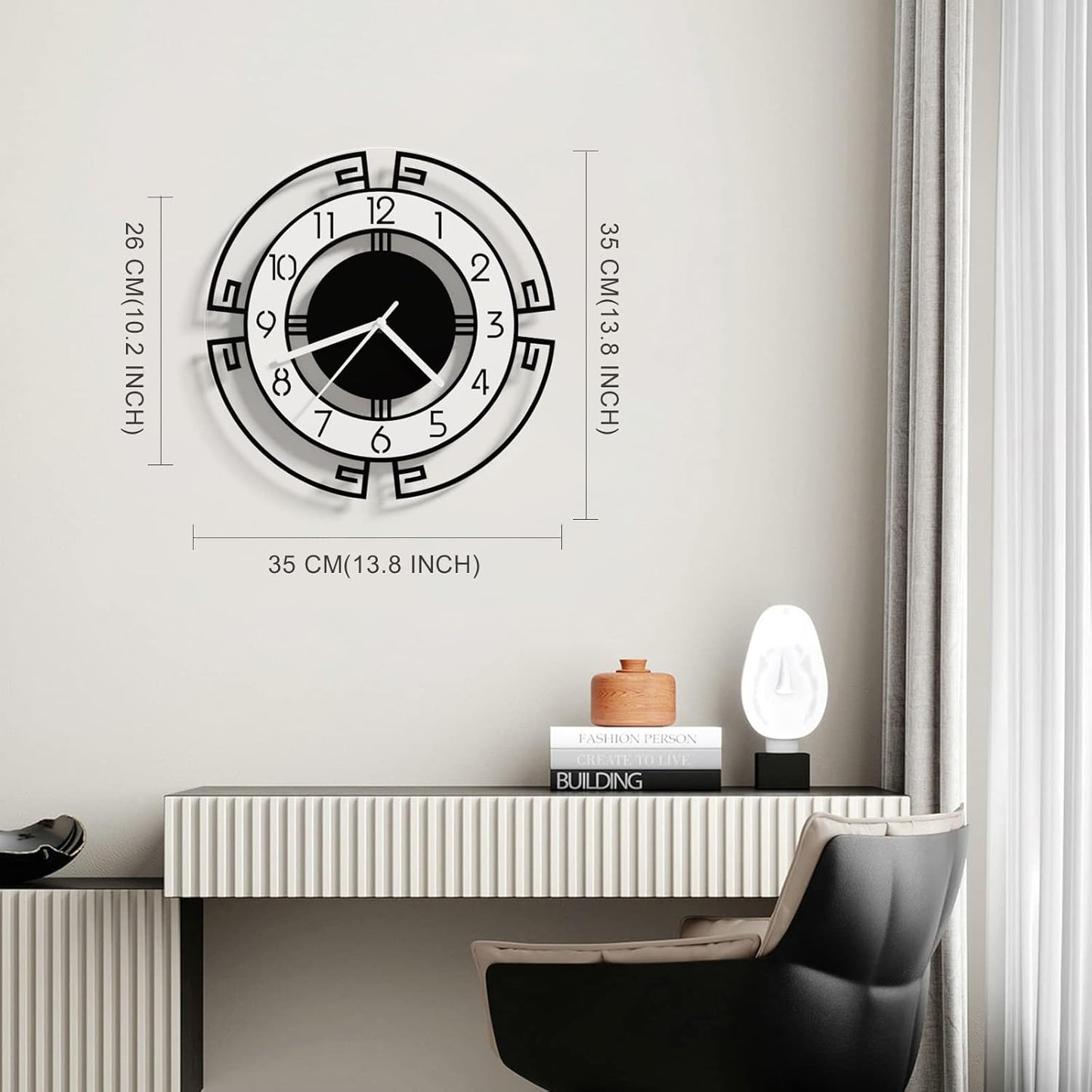 MEISD Modern Decorative 21 Inch Big Silent Wall Clock for Living Room, Bedroom, Kitchen, Home Office - Battery Operated, Analog Display