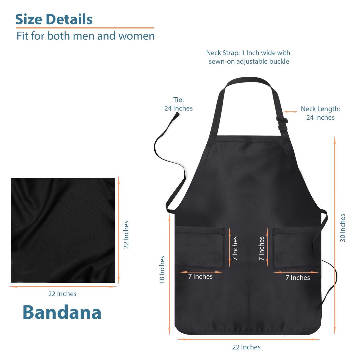 Batex Premium Cotton, 3 pack, Chef Apron for Men and Women Professional for Cooking With 2 Pockets - Adjustable - Bib Aprons