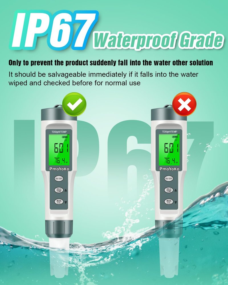 pH Meter, 3-in-1 TDS Meter Digital Water Tester with 0.01 High Precision, Water Tester for Drinking Water with 0-14 pH Test Range, TDS/Temp/pH Tester for Wine, Aquarium, Pool, Garden, Bath and Water