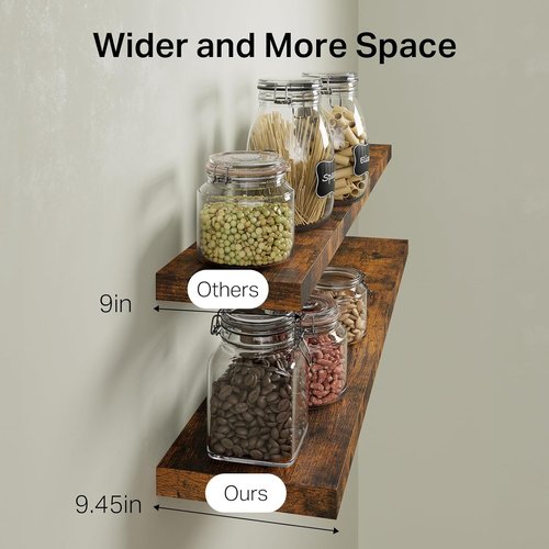 BAYKA Floating Shelves - 48-Inch Rustic Wood Wall Mounted Storage for Home & Office | Set of 2