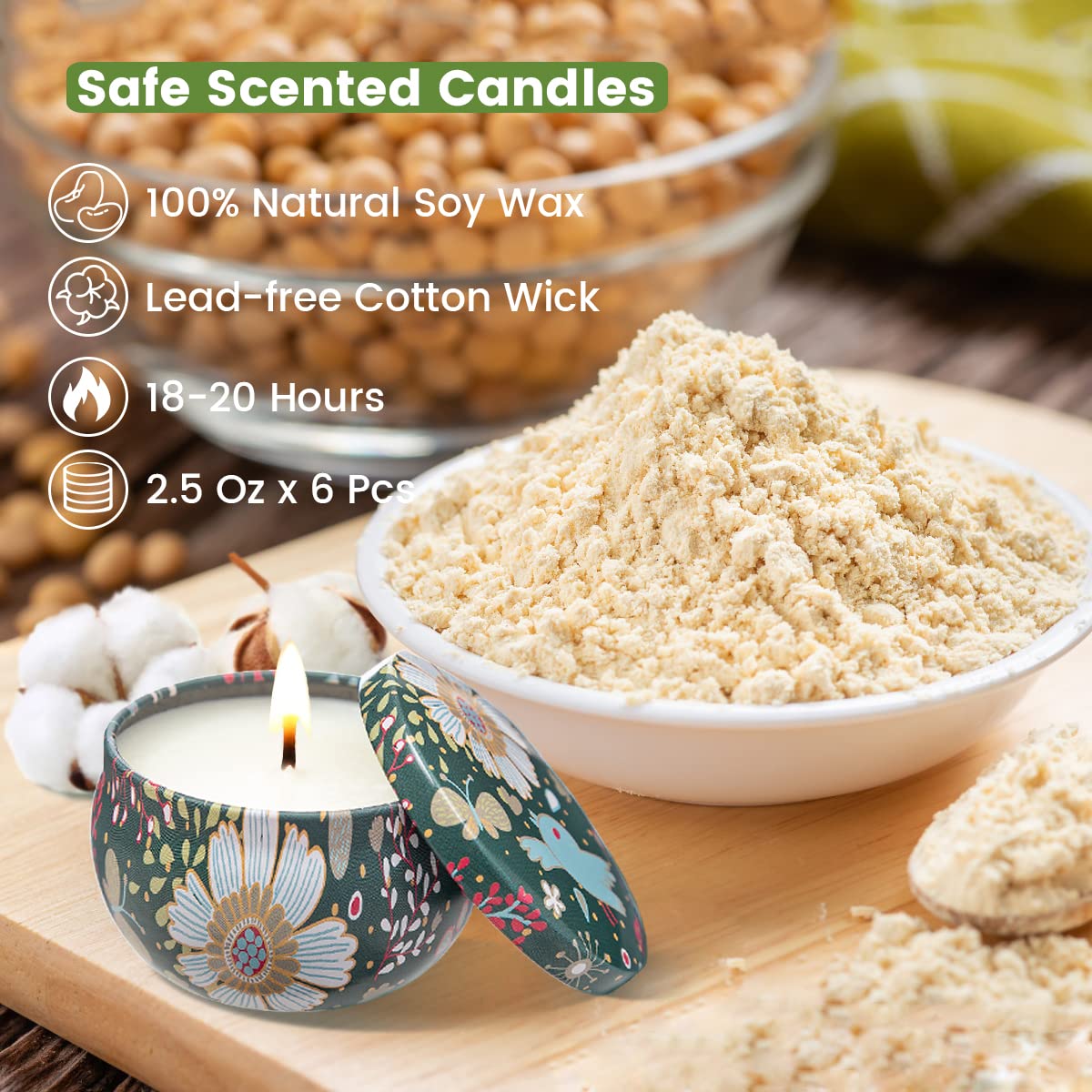 TEAMAS 6 Pack Aromatherapy Candles for Home Scented,Scented Candles Gift Set for Women,Men,Mom,Dad, Scented Candles with Fragrance, Stress Relief, Gift for Birthday, Mother's Day, Father's Day