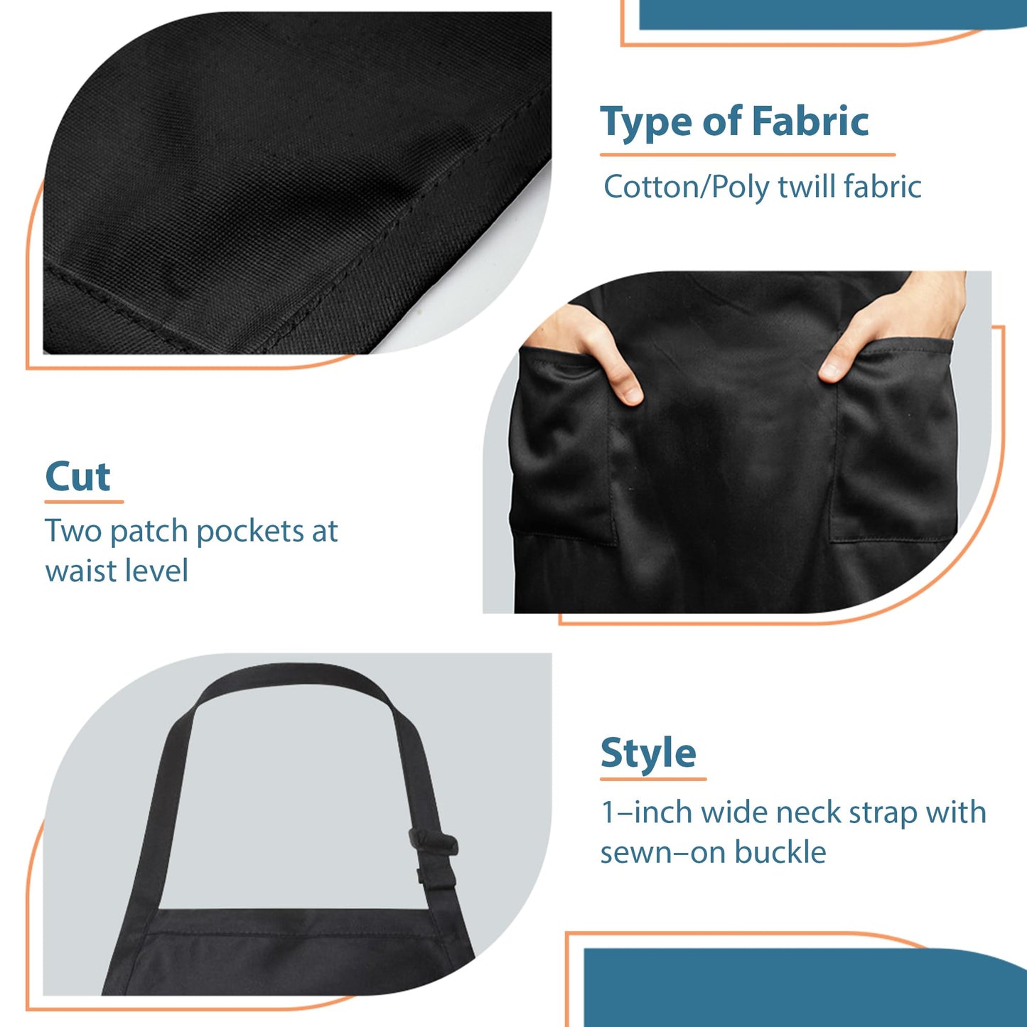 Batex Premium Cotton, 3 pack, Chef Apron for Men and Women Professional for Cooking With 2 Pockets - Adjustable - Bib Aprons