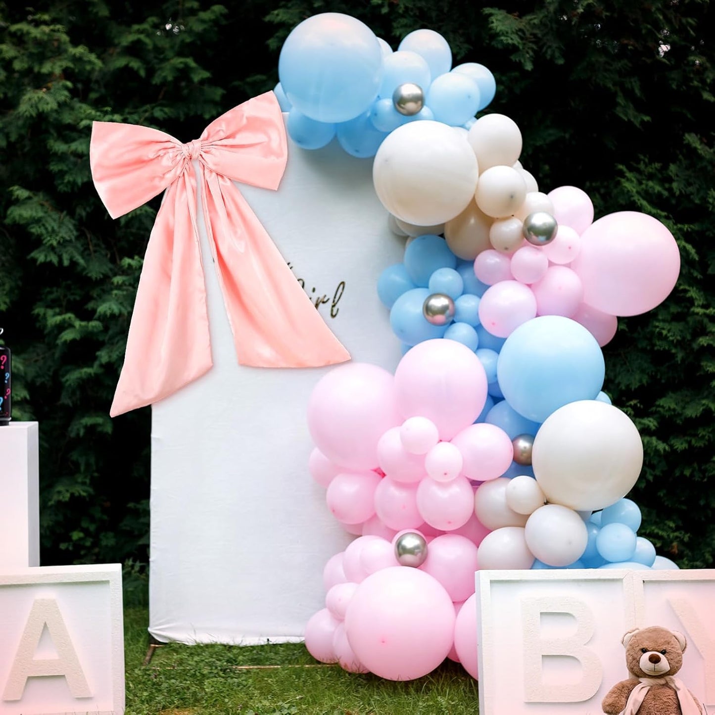 Wavwavw Pink Large Bow Decor - Giant Satin Ribbon Tie for Birthday & Wedding Backdrop | 24 x 18 Inches
