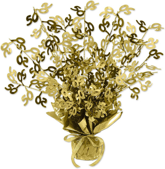 Gold 50th Anniversary Gleam 'N Burst Centerpiece - 15-Inch Beistle Decoration