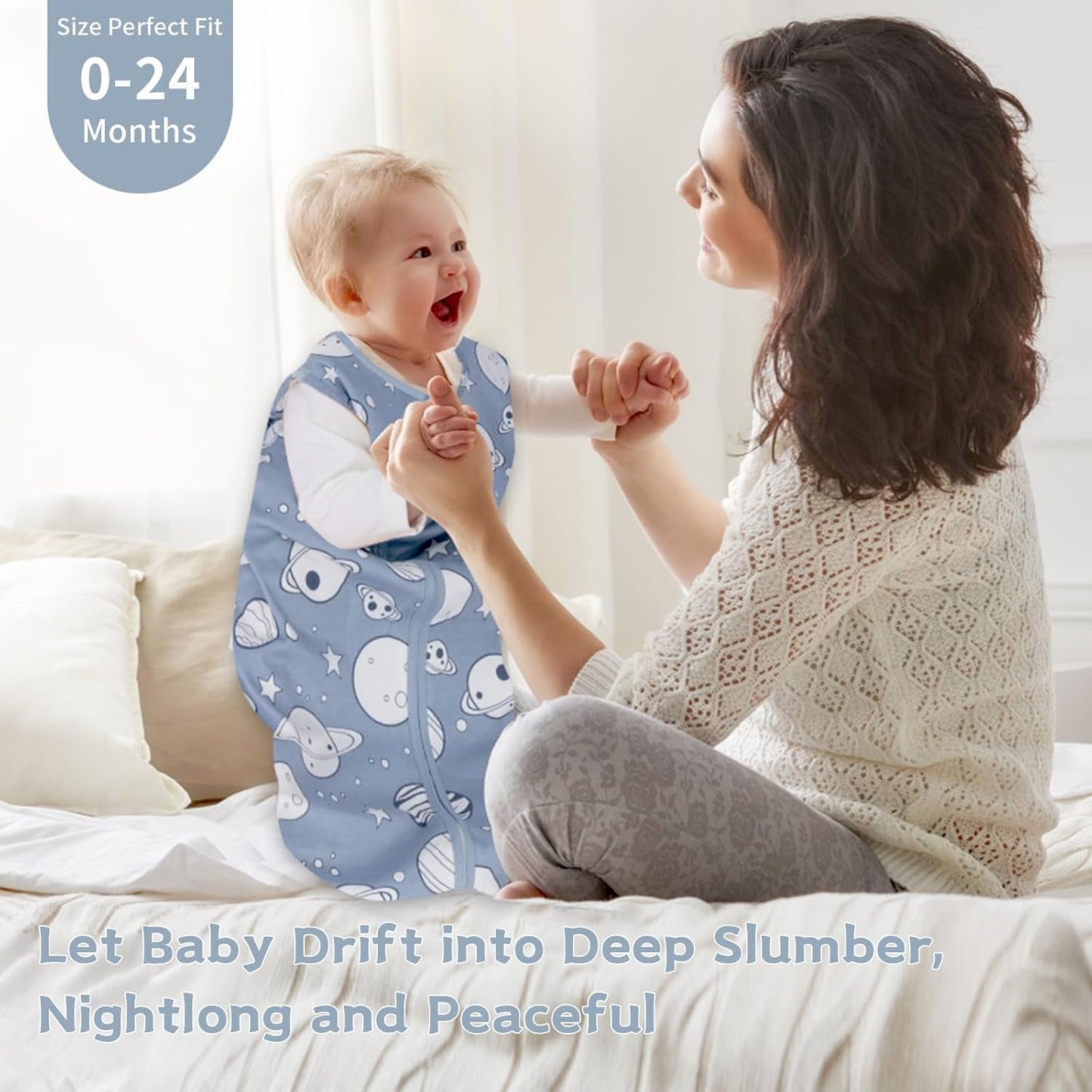 Skiennix Baby Sleep Sack - 100% Cotton Wearable Blanket | 0.5 TOG, 2-Way Zipper, 3-Pack for 12-18 Months