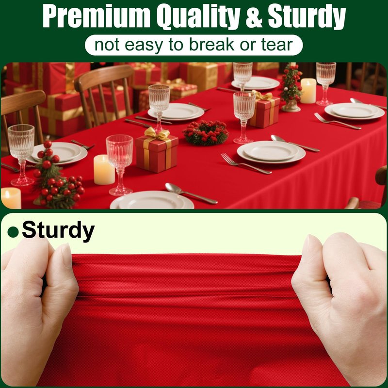 Smiry Disposable Table Cloth - 6 Pack, 54 x 108 Inch Waterproof Rectangle Tablecloths for Parties, Decorative Plastic Table Cover, Leakproof & Sturdy, Red