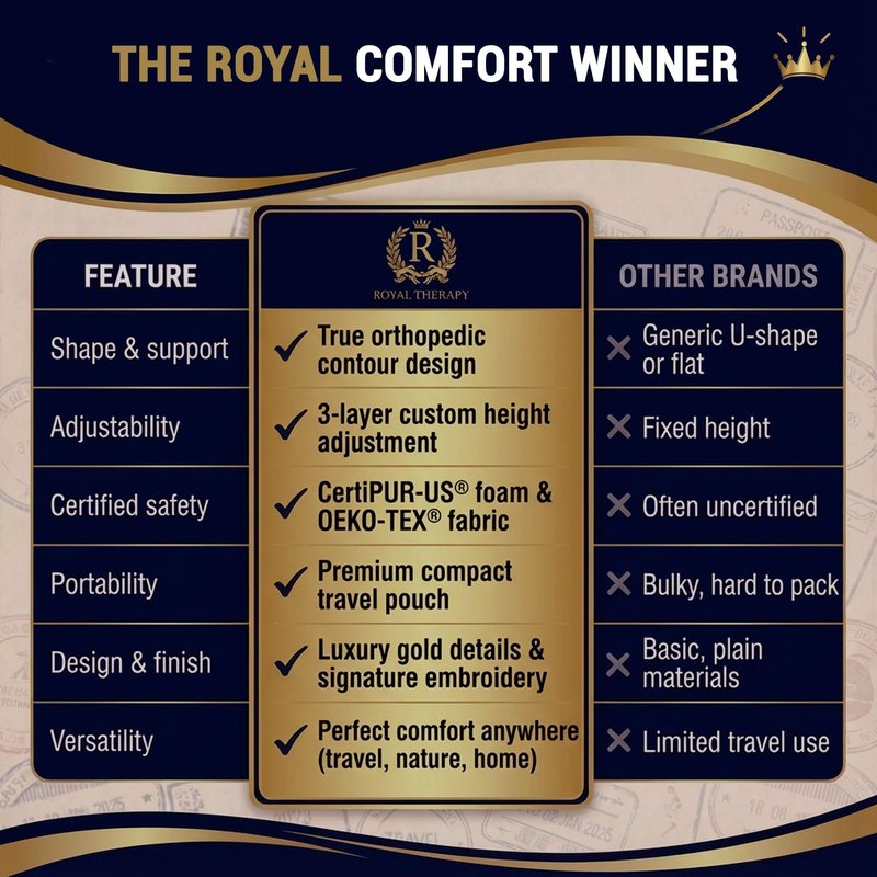 Royal Therapy Travel Memory Foam Cervical Pillow – Contour Pillow for Neck and Shoulder Pain
