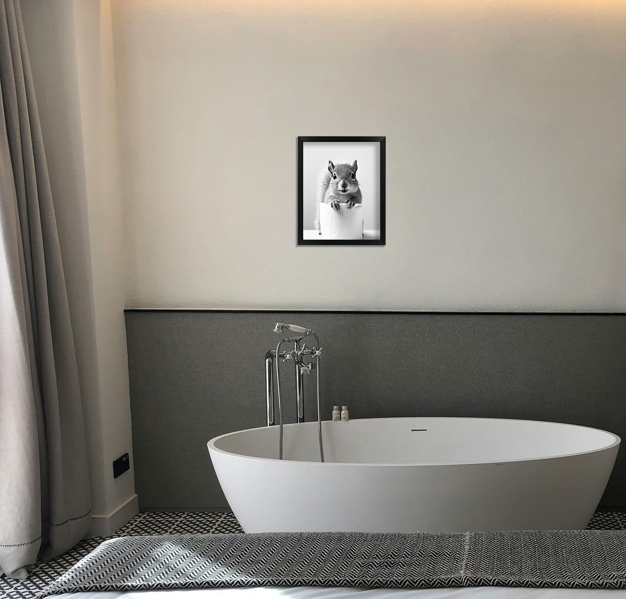 Skiennix Funny Bathroom Art - Aesthetic Black and White Framed Wall Decor | Perfect for Any Bathroom