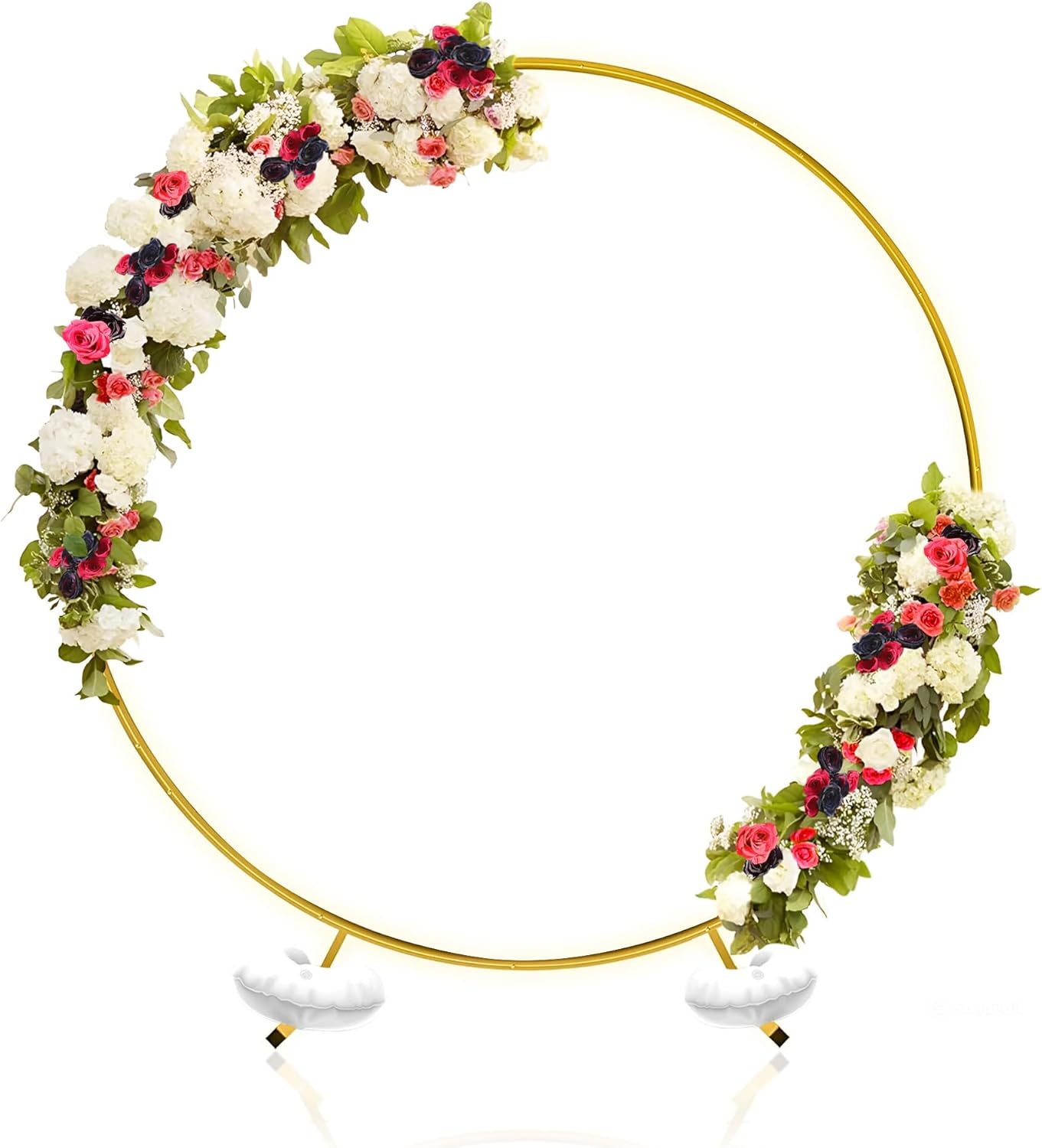 Round Backdrop Stand - 7.2 Ft Gold Iron Circle Frame | Portable Wedding Arch for Parties & Balloons